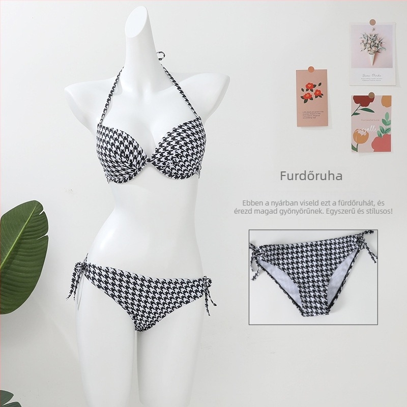 Koreai stílusú acél-támasztású háromrészes bikini, hátrész nélküli, ujjatlan, nőknek, poliészter/nylon 80% anyag, 180 g