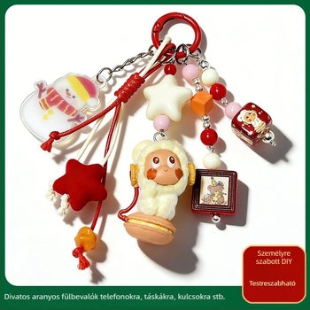 Telefonos akasztó dísz – akril, zodiákus minta, rajzfilmszerű stílus, 2025 tél, testre szabható