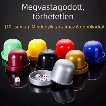 Dobókocka készlet, 10 darabos, melaminból, alappal és shaker poharakkal bárhoz