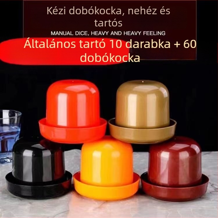 Dobókocka készlet, 10 darabos, melaminból, alappal és shaker poharakkal bárhoz