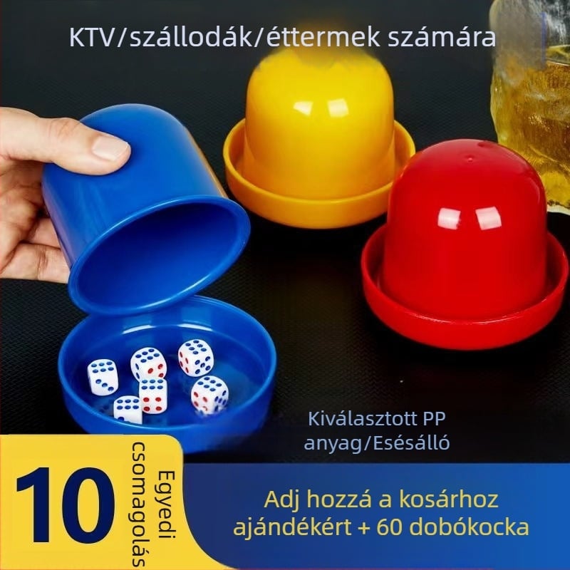 Dobókocka készlet, 10 darabos, melaminból, alappal és shaker poharakkal bárhoz