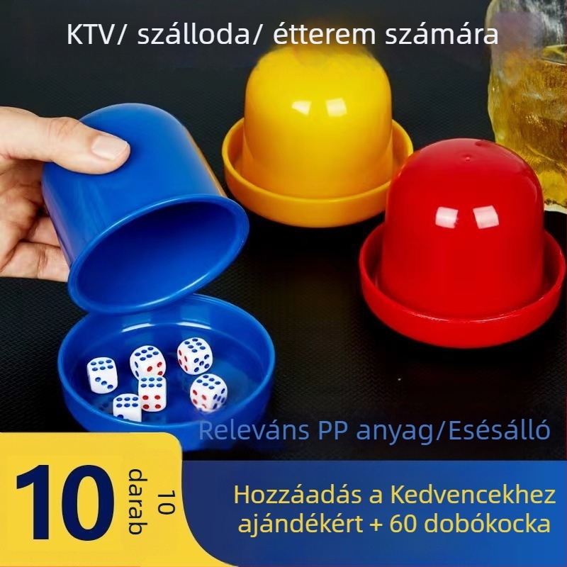 Dobókocka készlet, 10 darabos, melaminból, alappal és shaker poharakkal bárhoz
