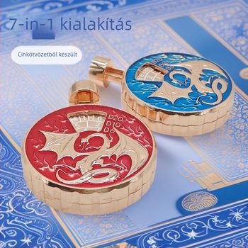 Fém kockakészlet, 7-in-1 nyomás- és forgatású mechanizmussal, poliéderes kockák Dungeons & Dragons és asztali szerepjátékokhoz