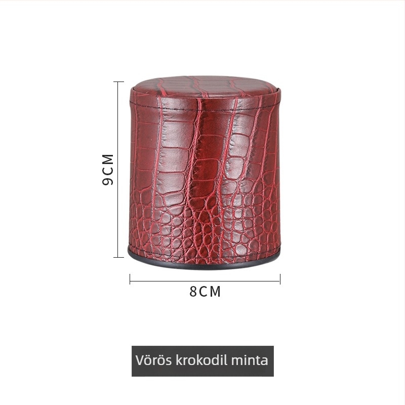 Bőr és PP műanyagból készült kockadobó pohár – testreszabható logó, kerek sarkú kivitel, 100 darabos doboz, kockajátékokhoz és kártyajátékokhoz