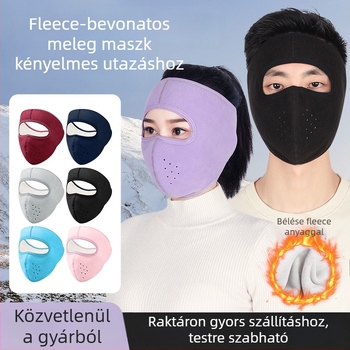 Kerékpáros maszk fleece anyagból, teljes arcvédő, uniszex, testre szabható