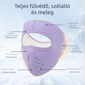 Kerékpáros maszk fleece anyagból, teljes arcvédő, uniszex, testre szabható
