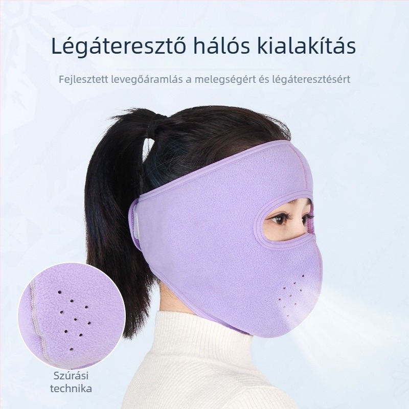 Kerékpáros maszk fleece anyagból, teljes arcvédő, uniszex, testre szabható
