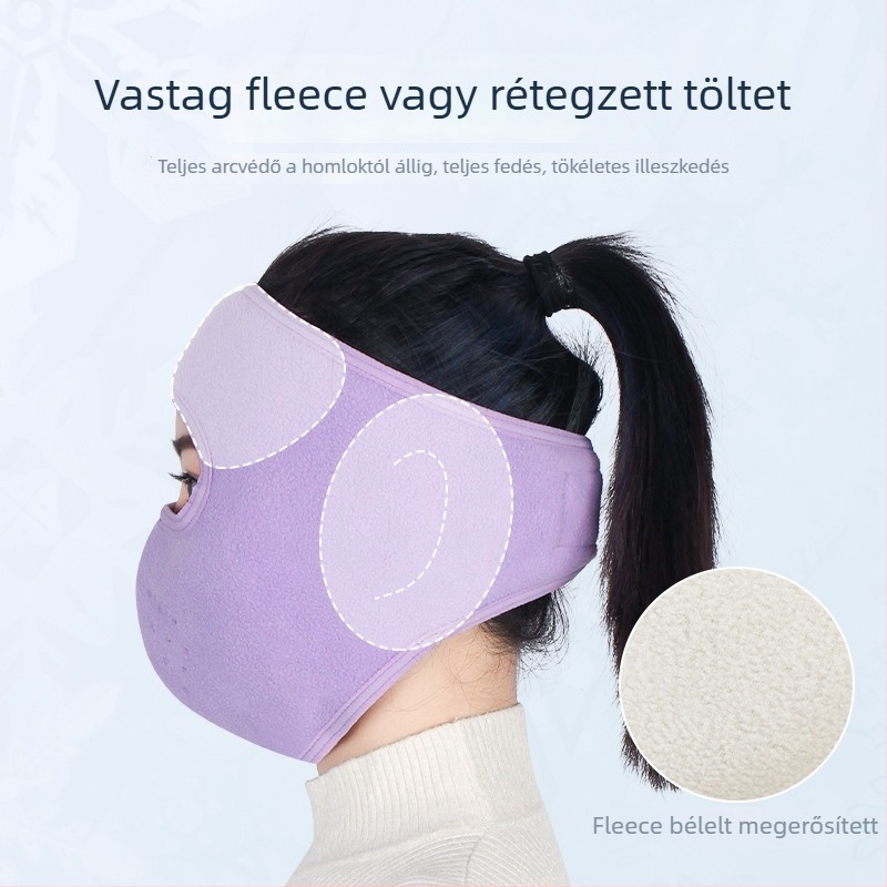 Kerékpáros maszk fleece anyagból, teljes arcvédő, uniszex, testre szabható