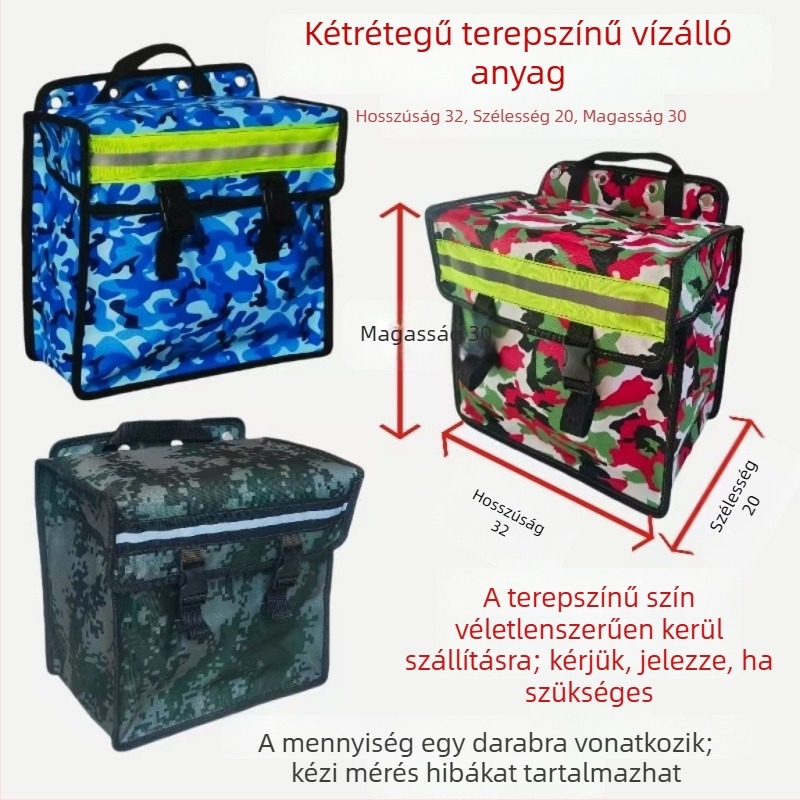Fekete vászonból készült, multifunkciós oldaltáska motorkerékpárokhoz és elektromos kerékpárokhoz, pannier-stílusú oldaltáska szerszámrekesszel a hátsó ülésnél