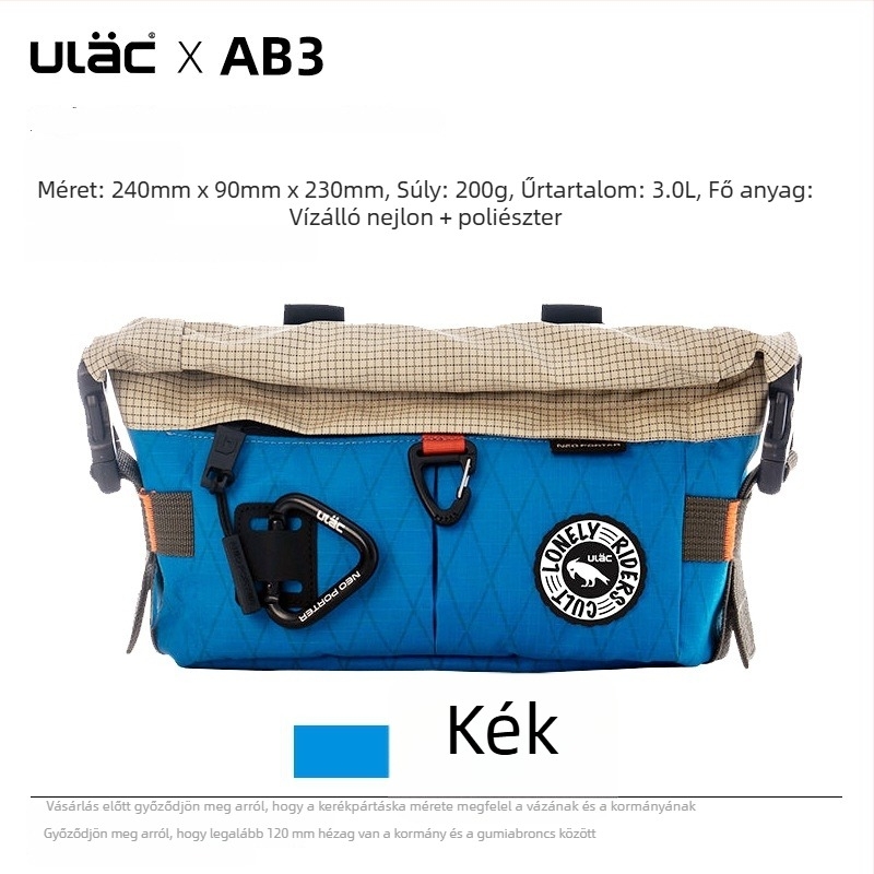 ULAC vízálló kormánytáska kerékpárhoz, többfunkciós, 3L kapacitás, hegyi kerékpár
