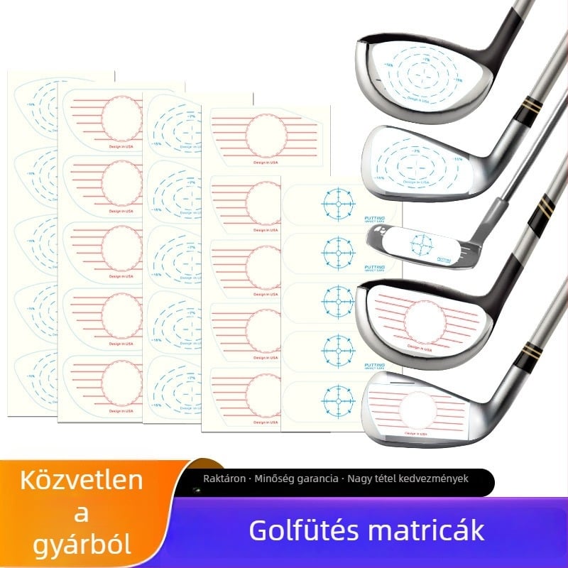 Golf ütés matrícák – Gyakorló eszköz a találati pozícióhoz (Wood, Iron, Putter) – Anyag: matrica; Golf kiegészítők