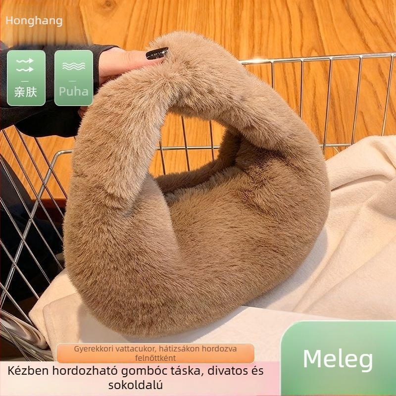 Plüss dumpling válltáska — Maomao anyag, dumpling forma, cipzár, zseb a telefont, bélés szintetikus bőrből