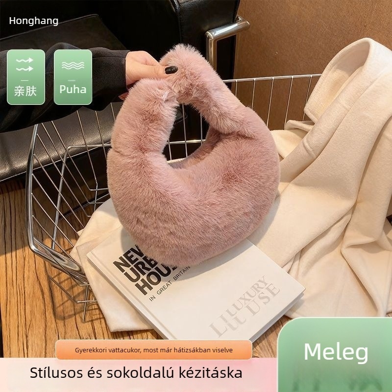 Plüss dumpling válltáska — Maomao anyag, dumpling forma, cipzár, zseb a telefont, bélés szintetikus bőrből