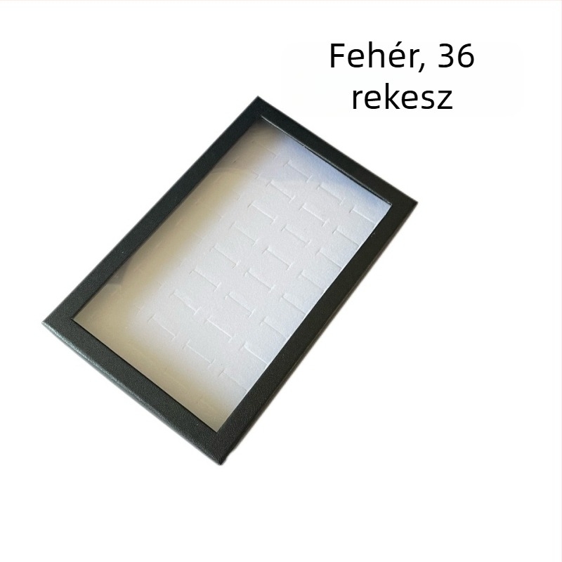 Ékszer-díszdoboz gyűrűk és fülbevalók számára, kompozit anyagokból, kiskereskedelmi csomagolásban, gyűrűk csomagolására tervezve, speciális ékszercsomagolás