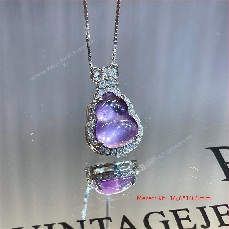 Medál ametisz kristállyal, szintetikus cirkóniával, 925-ös ezüstből – egyszerű stílus