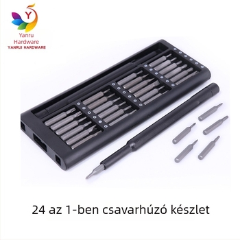 24-in-1 csavarhúzó készlet precíziós bitekkel, mágneses hegyek, S2 szerszámacél, súly 230 g