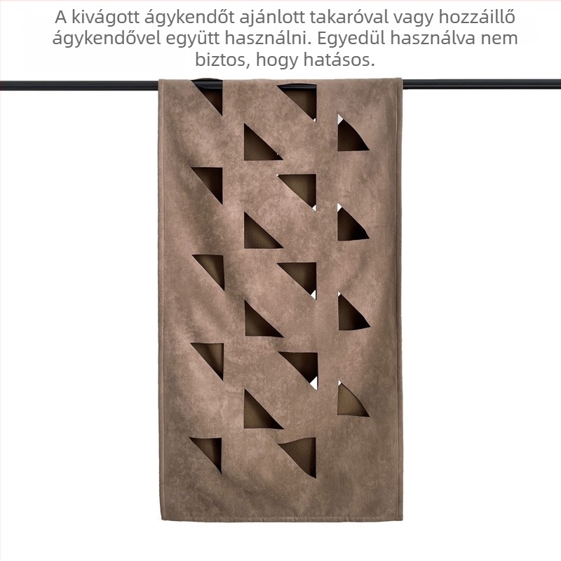 Kávébarna velúr bársony ágyvég futó készlet párnahuzattal és pléddel – modern könnyű luxus stílusú szállodai dekor