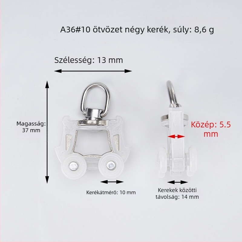 Függönycsatorna négykerekű görgőkkel — csendes működés, anyag: PE + rozsdamentes acél + ötvözet, függönyök számára, modern minimalista stílus