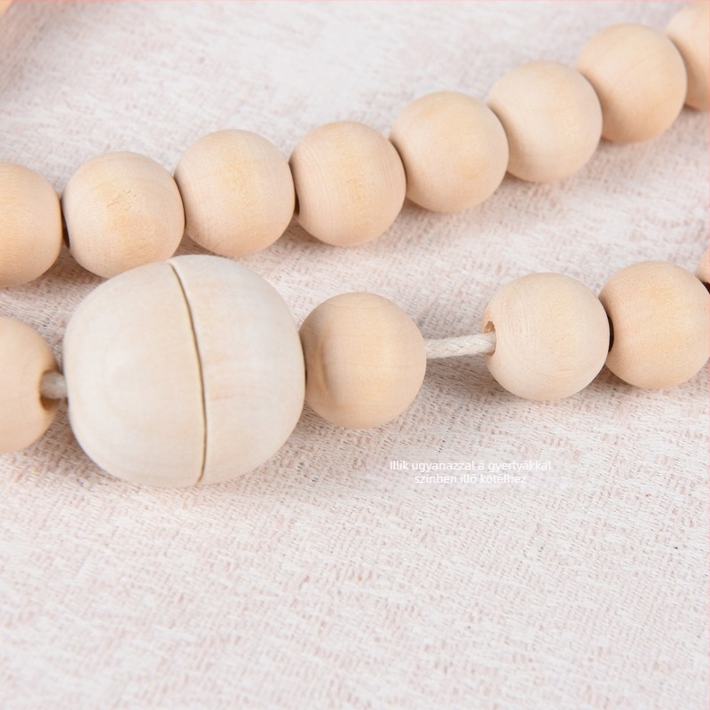 Függönyszalag mágneszárakkal és fa gyöngyökkel, bohém húzózsinór, testreszabható | Anyag: fa; Zárás: mágneszár; Stílus: modern minimalizmus; Testreszabható: Igen