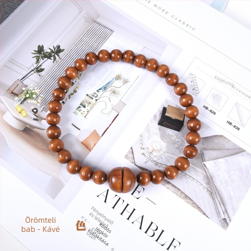 Függönyszalag mágneszárakkal és fa gyöngyökkel, bohém húzózsinór, testreszabható | Anyag: fa; Zárás: mágneszár; Stílus: modern minimalizmus; Testreszabható: Igen