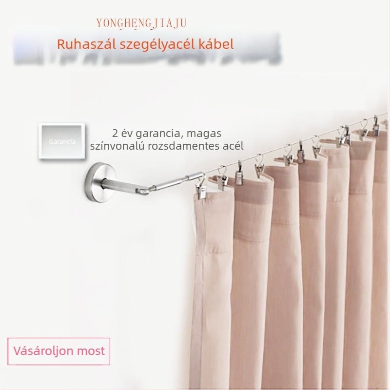 No-Drill Indoor Curtain Wire Rope, Curtain Track Cord, Balcony Clothesline, Customizable