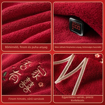 Hímzett korallo fleece törölköző, 150D, 80–100 g, sík szövés + széles kovácsolás, újrafelhasználható
