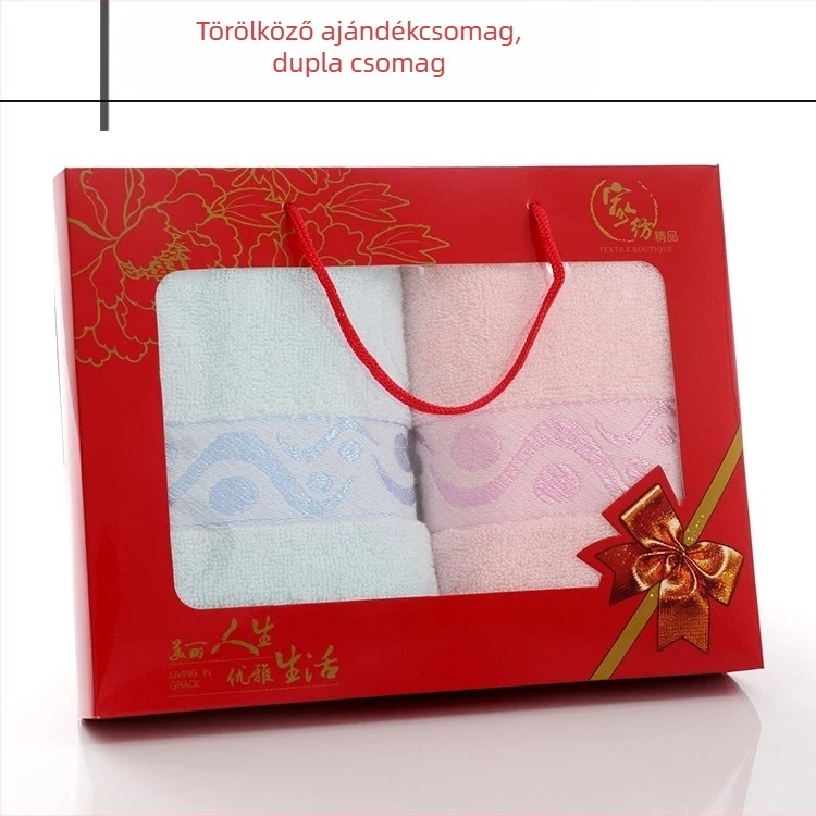 Esküvői törölköző ultrafin rostokból, Jacquard szövés, 32 szállal, tömeg 80–100 g, összetétel 90/10