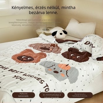 Baba törölköző takaró - tíz rétegű pamut géz, kevesebb mint 300 g, egész éves használatra, rajzfilm mintával