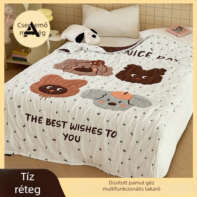 Baba törölköző takaró - tíz rétegű pamut géz, kevesebb mint 300 g, egész éves használatra, rajzfilm mintával