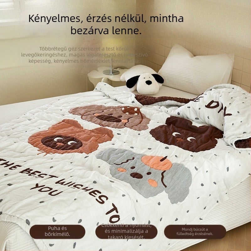 Baba törölköző takaró - tíz rétegű pamut géz, kevesebb mint 300 g, egész éves használatra, rajzfilm mintával