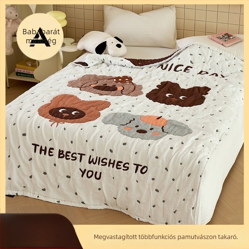 Baba törölköző takaró - tíz rétegű pamut géz, kevesebb mint 300 g, egész éves használatra, rajzfilm mintával