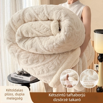 Kétszintű, ultra puha báránygyapjú pléd, európai stílusú faragott velúr flanel, irodai pihenőtakaró