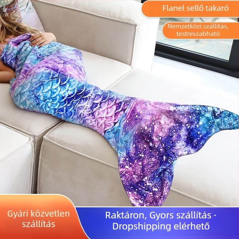 Gyerekeknek mermaid farkú alvózsák, Mu yan, Farley velvet, flanel takaró, 300–500 g, karikatúra stílus