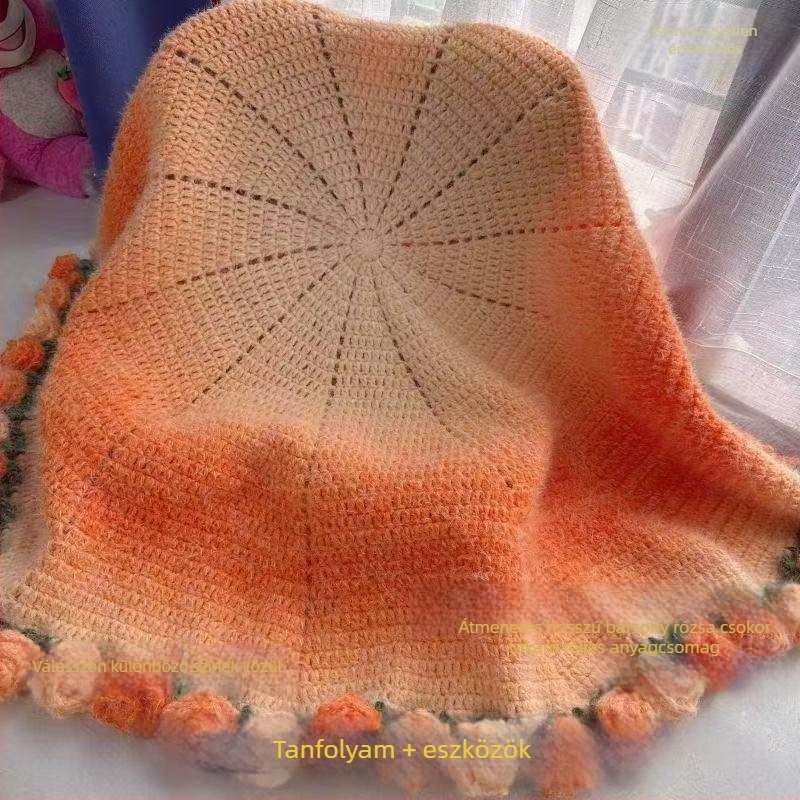Kézzel kötött rózsacsokor takaró anyagkészlet – pamut, 300 g alatti, csíkos minta, modern stílus, tavasz és ősz számára