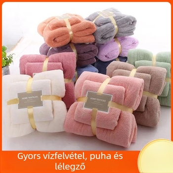 Ajándék törölközőkészlet dobozban, korall fleece, 320 g, sima szövés, logó nyomás elérhető