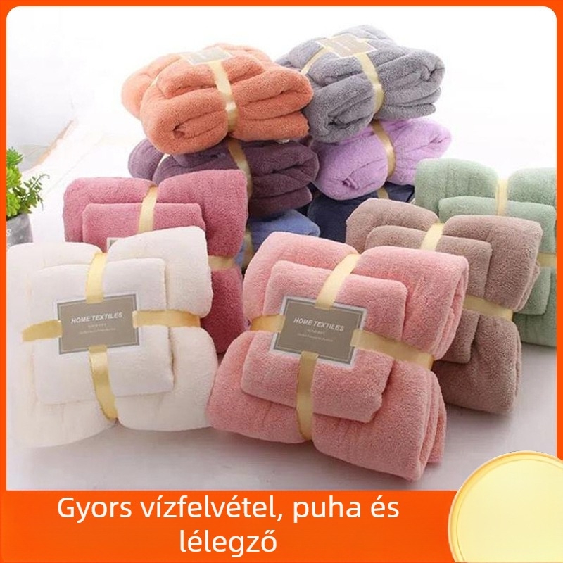 Ajándék törölközőkészlet dobozban, korall fleece, 320 g, sima szövés, logó nyomás elérhető