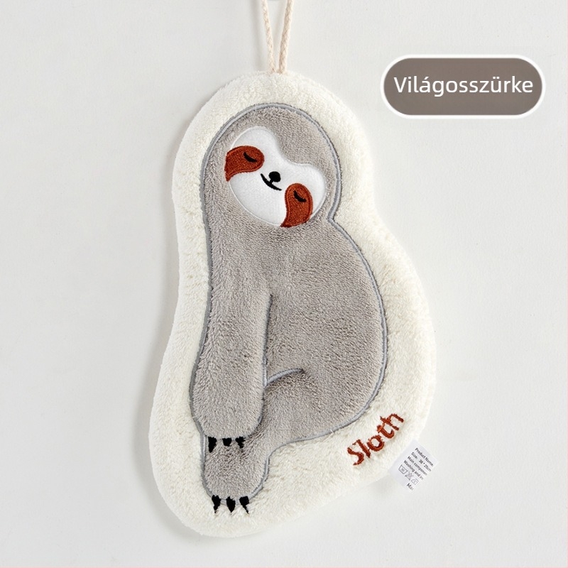 Gyerekeknek szóló korall velúr kéztörlő hímzéssel, akasztatható, szagtalan, nedvszívó; Anyag: korall velúr; Tömeg: 30–50 g; Szálak: 32 szál; Gyártási folyamat: hímzés, varrás; Testreszabható