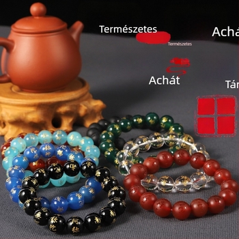 Agaat karkötő gravírozott Buddha felirattal, Namo Amitabha, uniszex, etnikus stílus