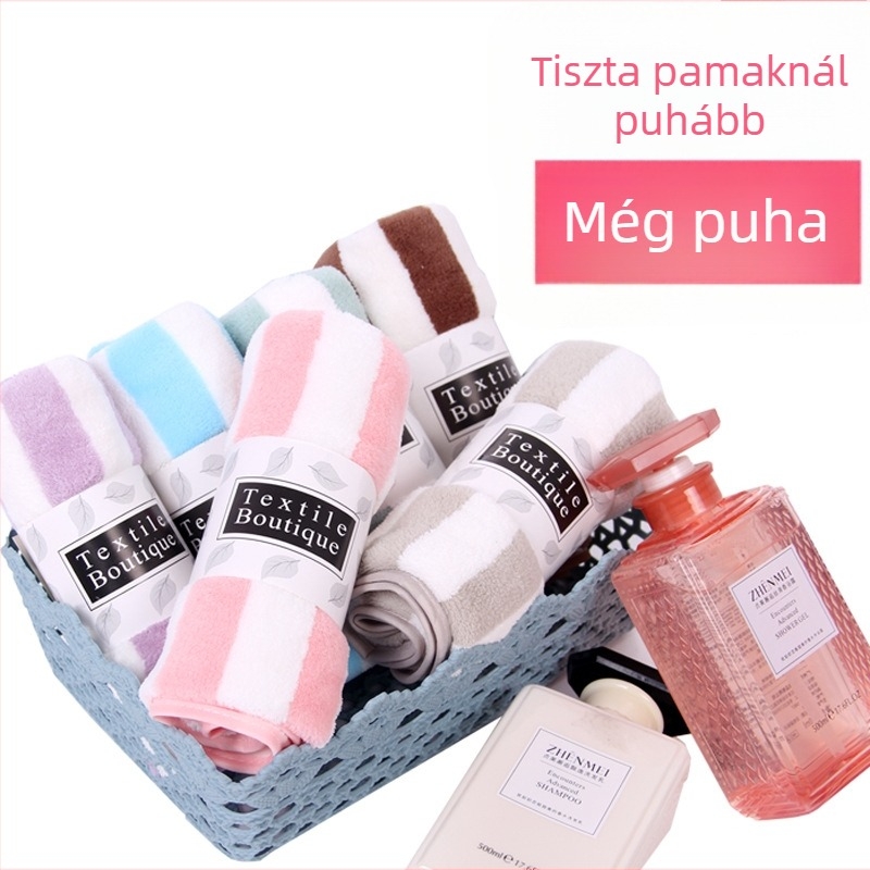 Korall fleece törölköző, csíkos, puha és vastag, törölköző és arc-törölköző, 100D szál • vágott pile felület • tömeg 50–80 g • testreszabható feldolgozás