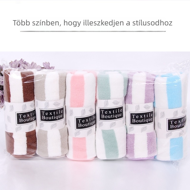 Korall fleece törölköző, csíkos, puha és vastag, törölköző és arc-törölköző, 100D szál • vágott pile felület • tömeg 50–80 g • testreszabható feldolgozás
