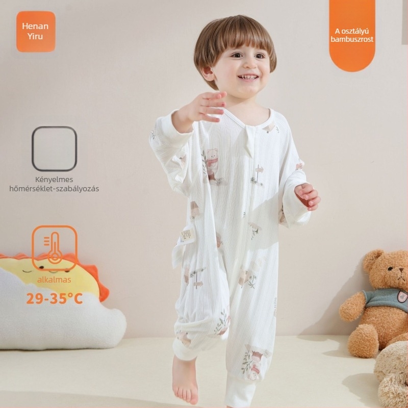 Gyerekeknek szánt hálózsák bambuszrost anyagból, állandó hőmérséklet, nedvességelvezető, rajzolt mintával, ujjas kivitel