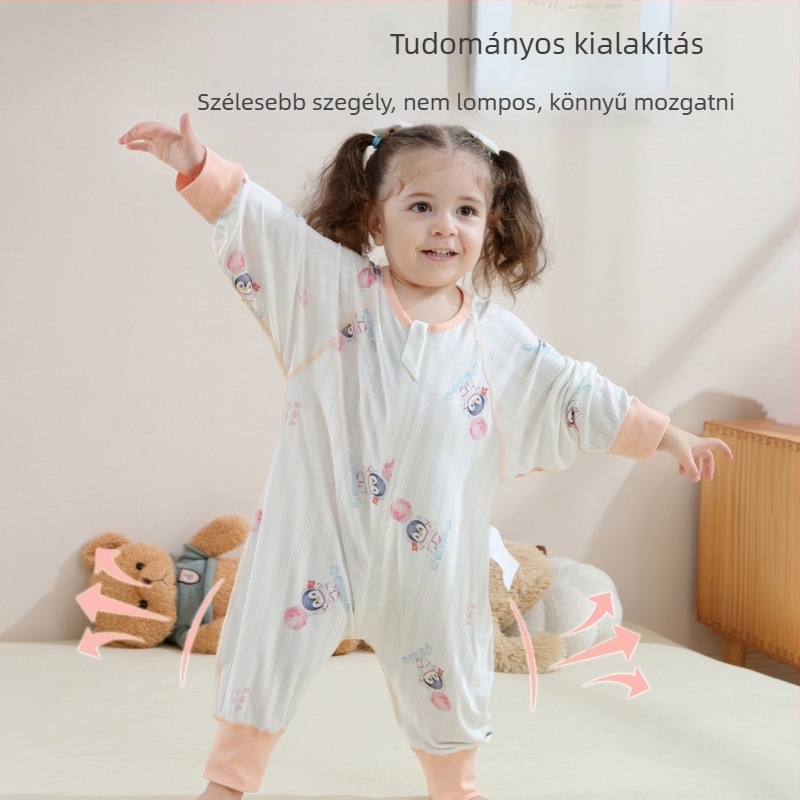 Gyerekeknek szánt hálózsák bambuszrost anyagból, állandó hőmérséklet, nedvességelvezető, rajzolt mintával, ujjas kivitel