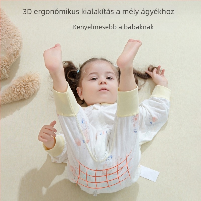 Gyerekeknek szánt hálózsák bambuszrost anyagból, állandó hőmérséklet, nedvességelvezető, rajzolt mintával, ujjas kivitel