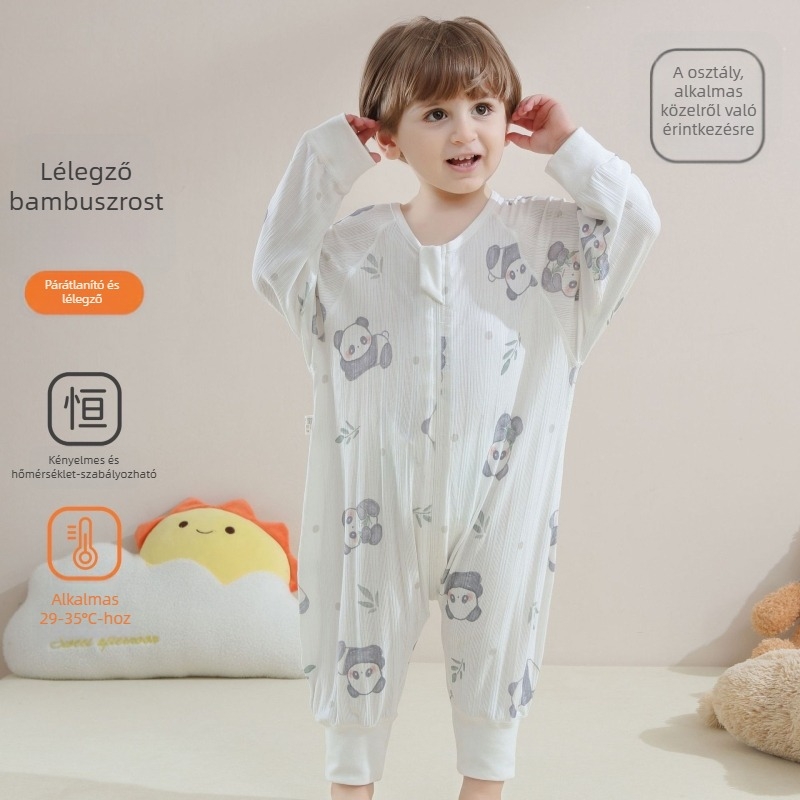 Gyerekeknek szánt hálózsák bambuszrost anyagból, állandó hőmérséklet, nedvességelvezető, rajzolt mintával, ujjas kivitel