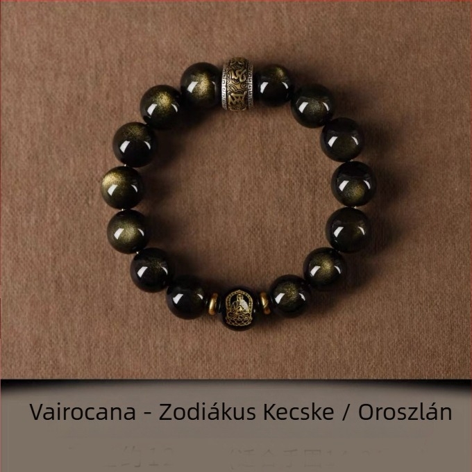 Xinghong természetes obsidián karkötő – uniszex, polírozott ékszer