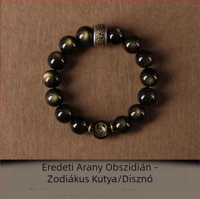 Xinghong természetes obsidián karkötő – uniszex, polírozott ékszer