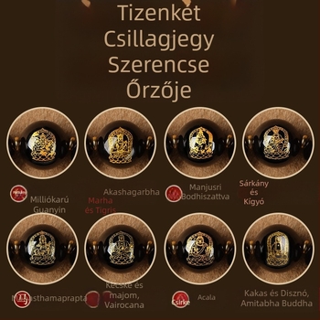 Obszidián karkötő, polírozott felület, páros stílus, motívumok állat- és horoszkóp, uniszex