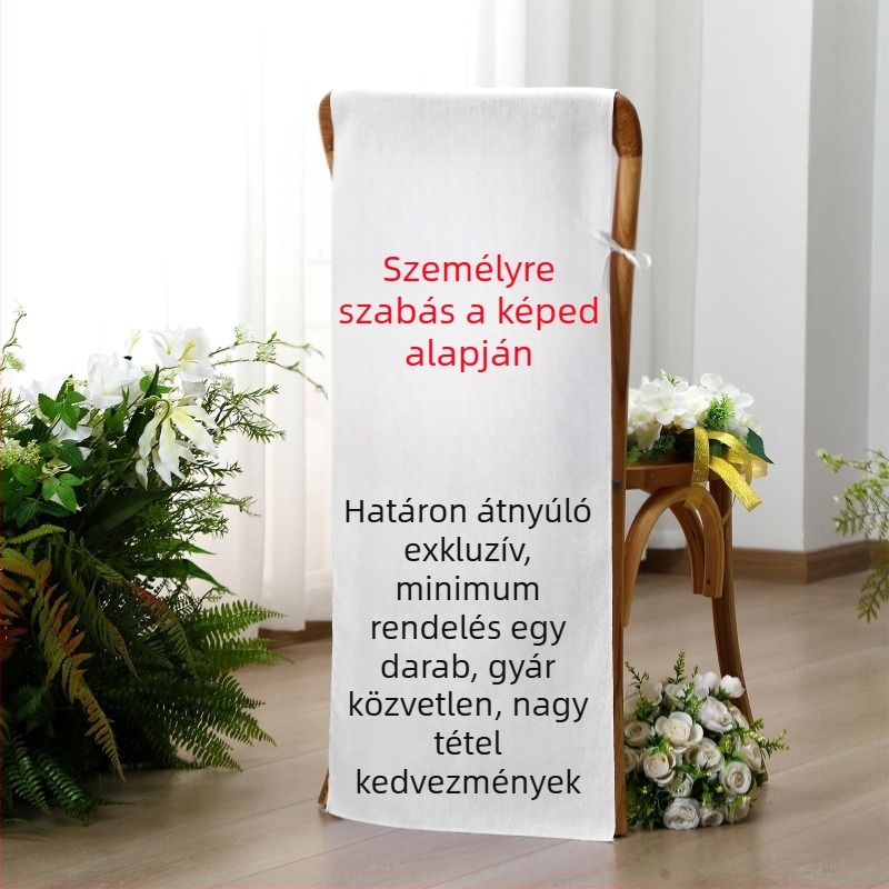Foglalt esküvői szék jelzője, poliészter rost, ZBY, téglalap alakú, nordic stílus, betű mintázat