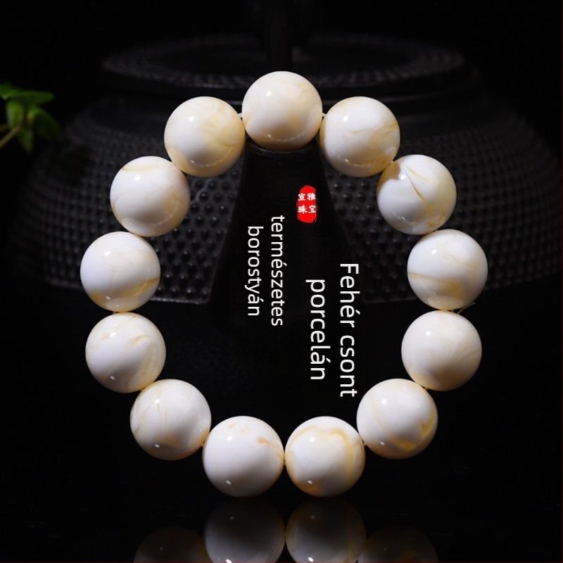 Uniszex 108 gyöngyös karkötő, egyszálas, csontporcelán és méhviasz, Zhengzhou