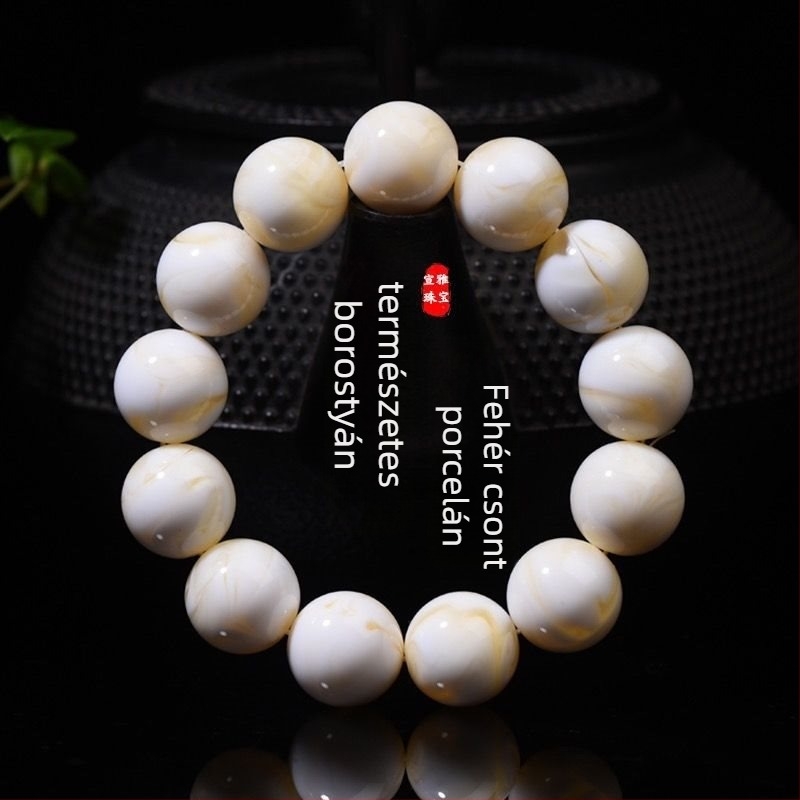 Uniszex 108 gyöngyös karkötő, egyszálas, csontporcelán és méhviasz, Zhengzhou